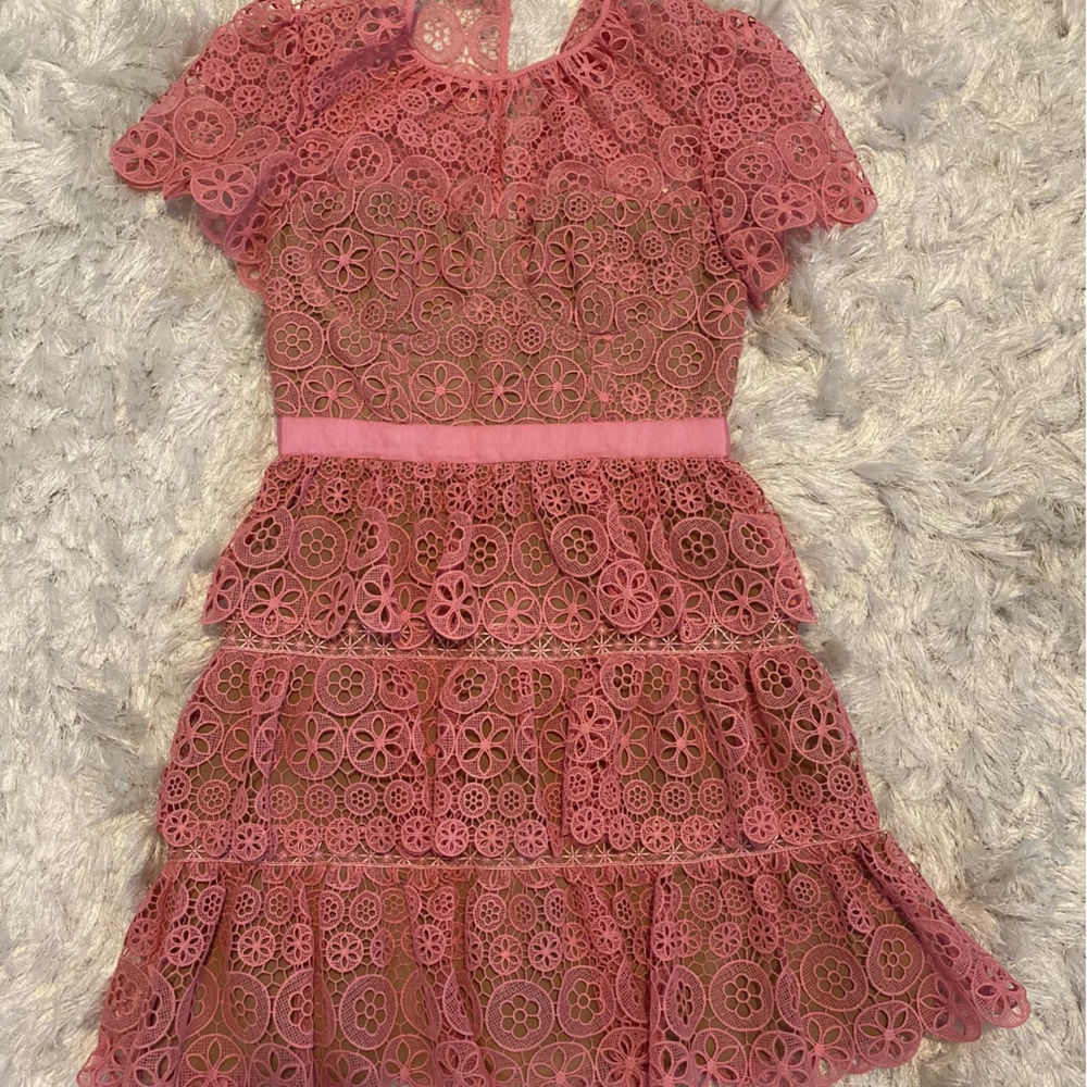 Self-Portrait Pink Tiered Dress